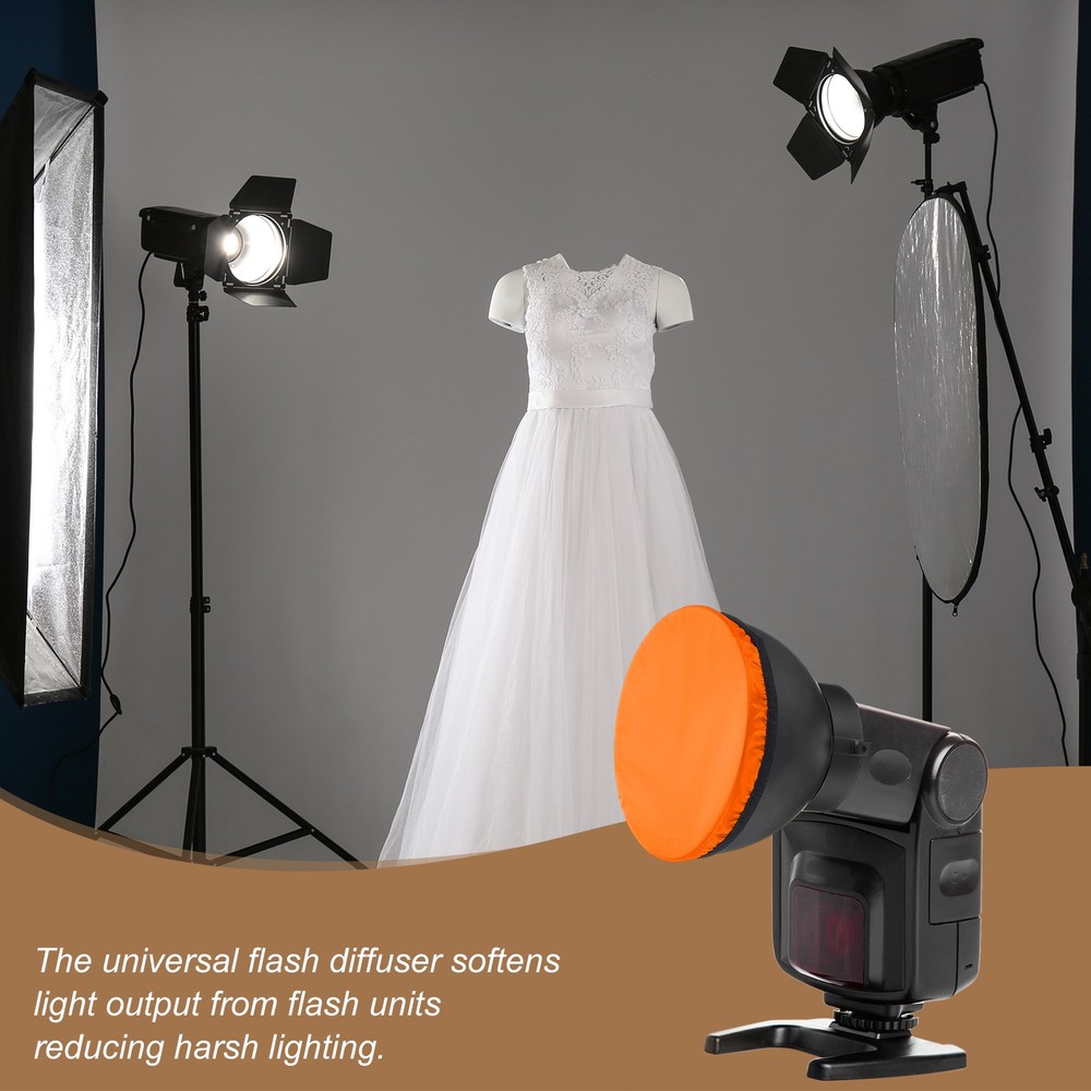 2pcs 7.1" x 7.1" Soft Mini Flash Bounce Diffuser Cap, for Flashlight, Orange