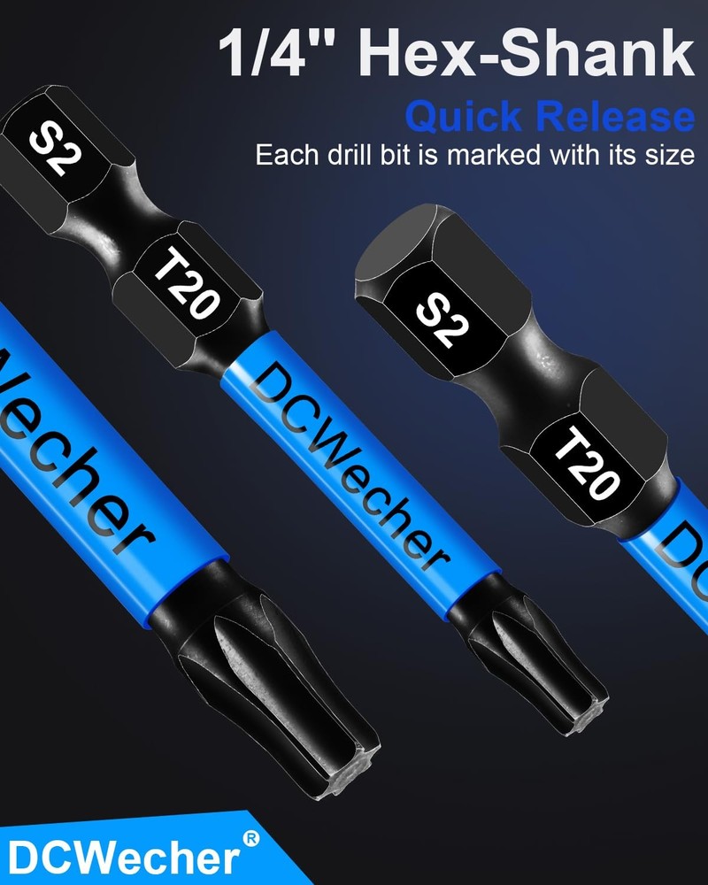 10-Pack T20 Torx Bit 2 In Professional-Grade Screwdriver Bits Impact Driver