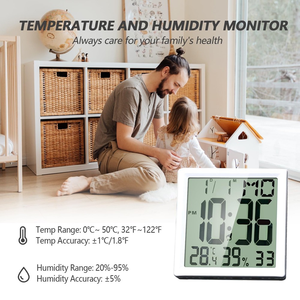 Digital Alarm Clock Mini Size for Bedside, Big Numbers Display with Backlight...