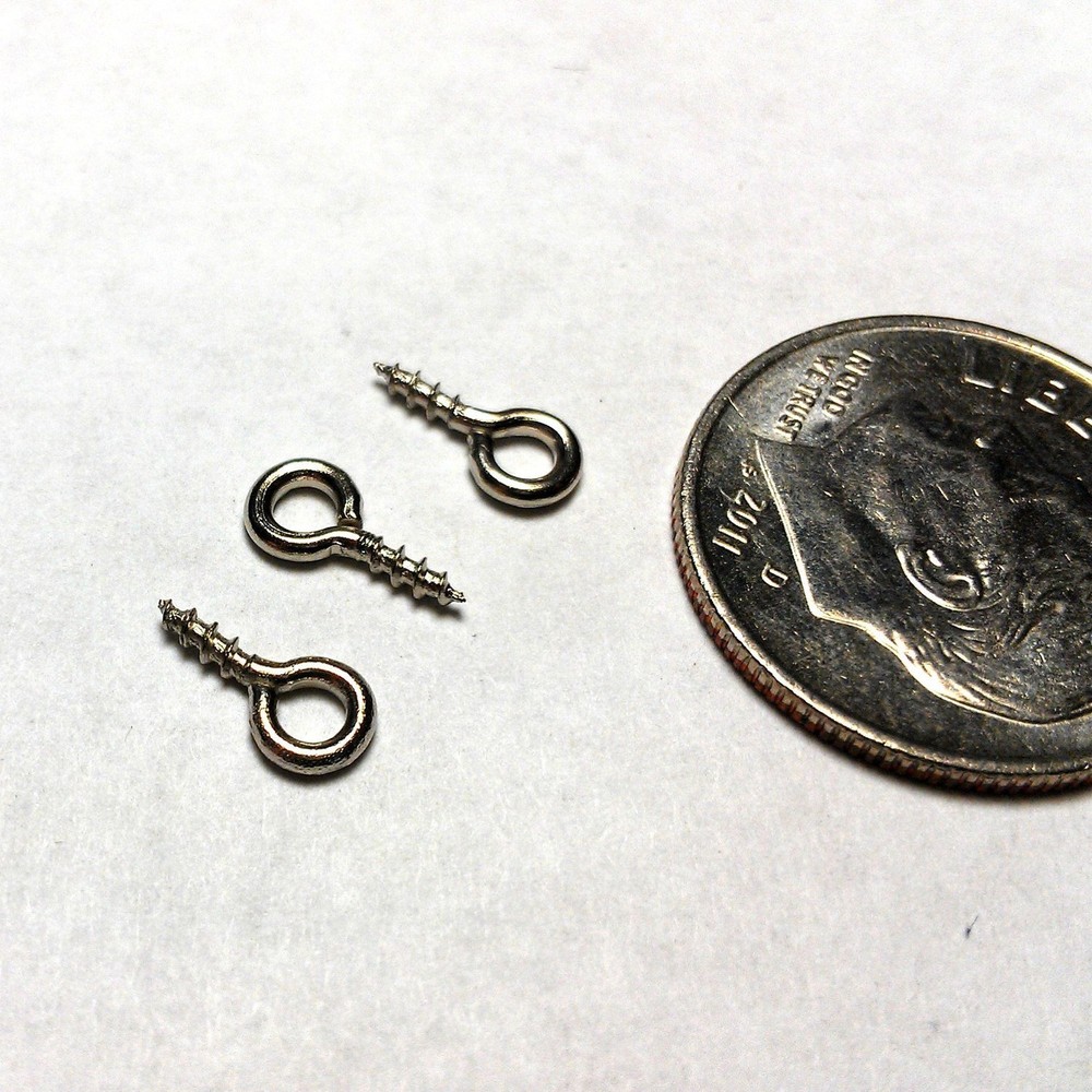 Small Silver Tone Eye Screw Eye Bail Finding 8mm 200-pack