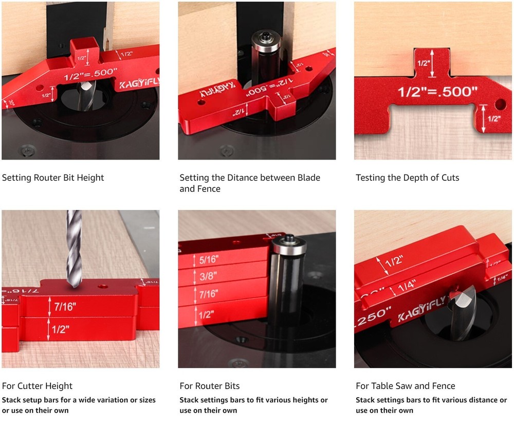 Router Table Saw Setup Bars Metal Precision Setup Blocks Angle Height Gauge Set