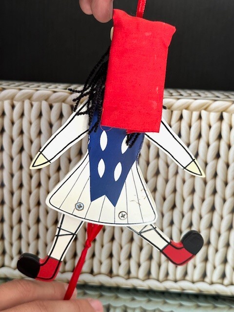 Vintage Pull String Puppet Wood Toy Grecce 1980