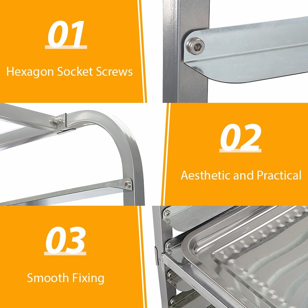 20-Tier Bun Rack Pan Bakery Galvanized Iron Pan Rack with 4 Wheels for Catering