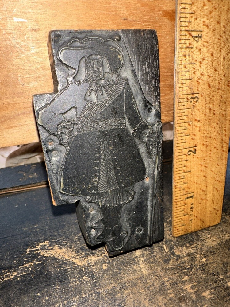 Printing Block Type Cut ( Pilgrim Quaker In Full Uniform ) Nice Image!￼
