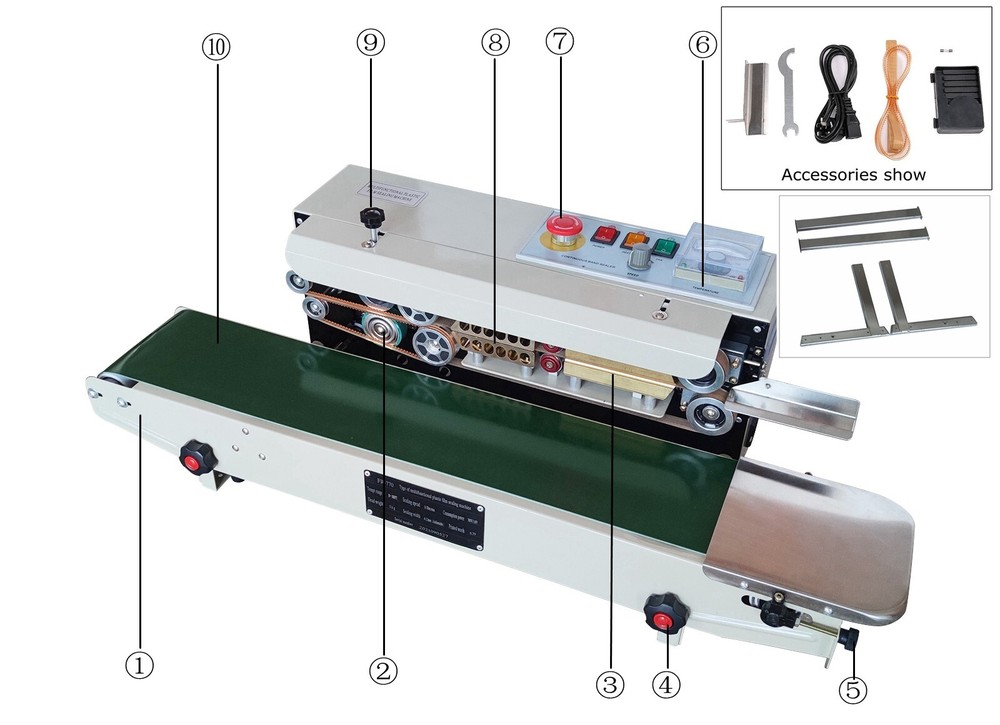 110V FR-770 Vertical Type Continuous Sealing Machine Packaging Bag Sealer