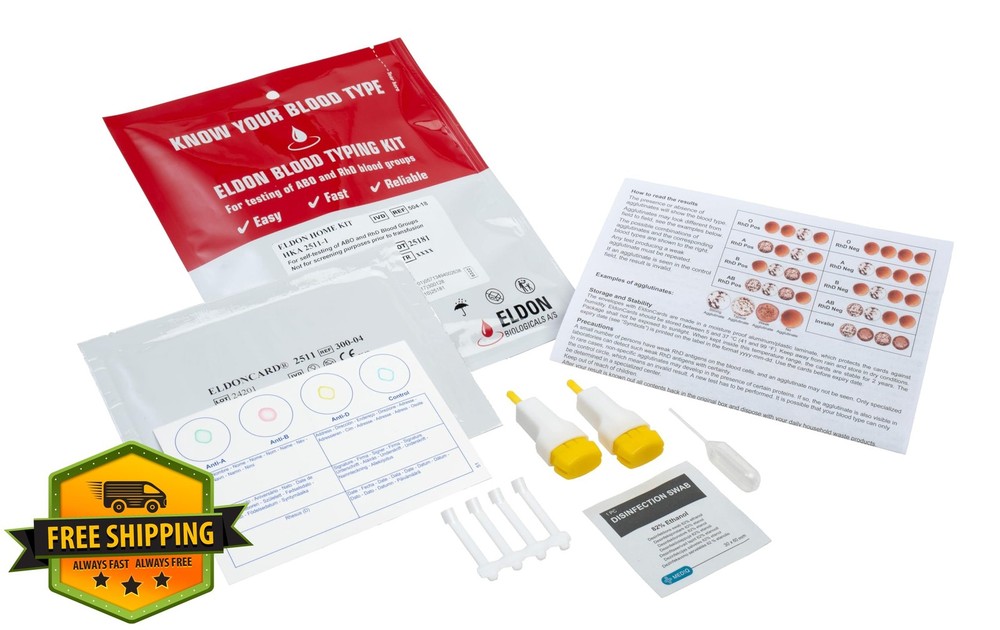 Eldoncard Blood Typing Kit 5 Test Pack Home Testing A B O Rh