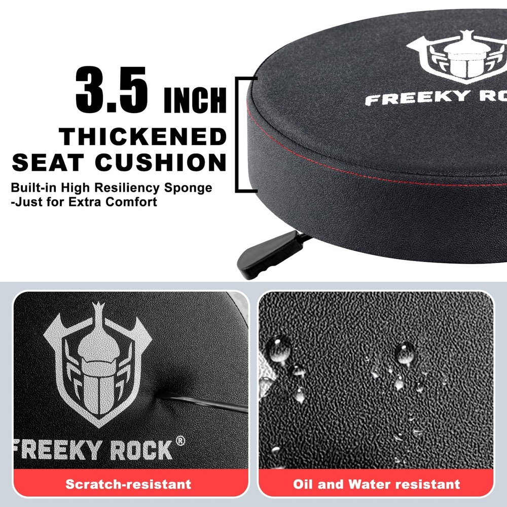 FREEKYROCK Rolling Stool 330lbs Adjustable Backrest