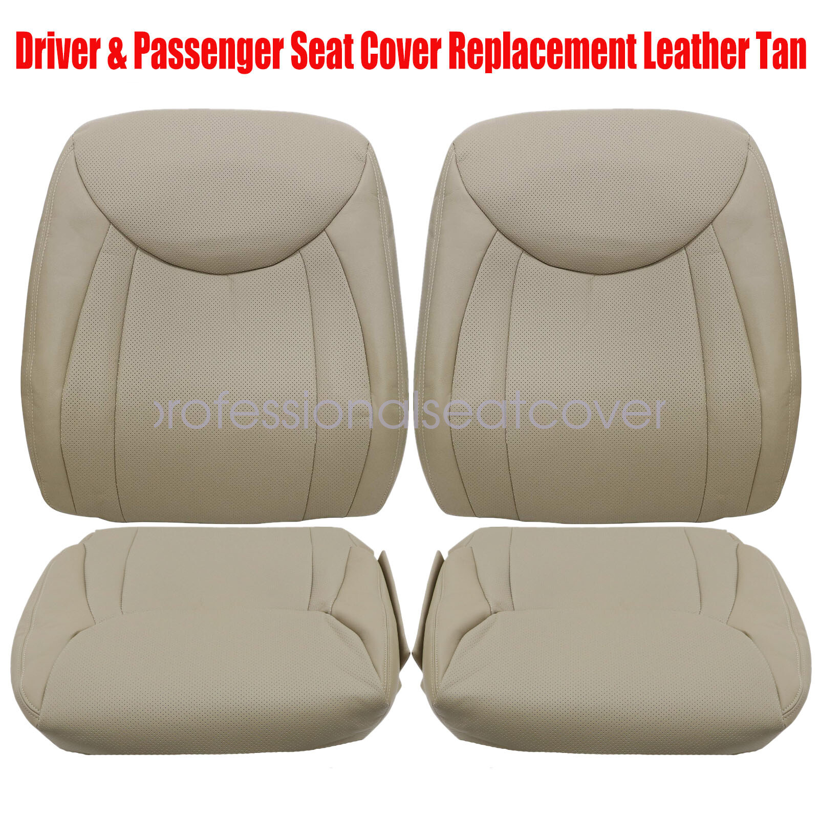 Driver & Passenger Leather Seat Cover Tan For 2001 to 2006 Lexus LS430
