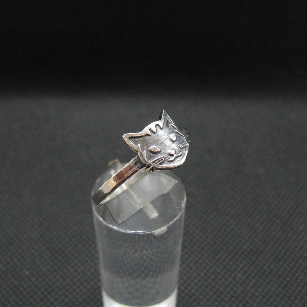 Handmade Sterling Silver Ring Cat Genuine Solid Stamped 925 Empress
