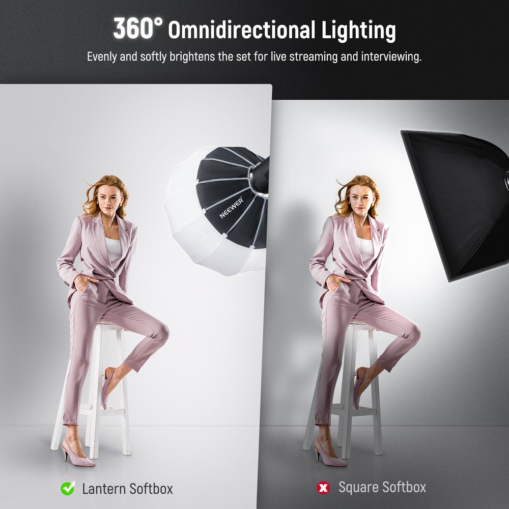 65cm Lantern Softbox One Step Quick Release， Light Diffuser with Skirt