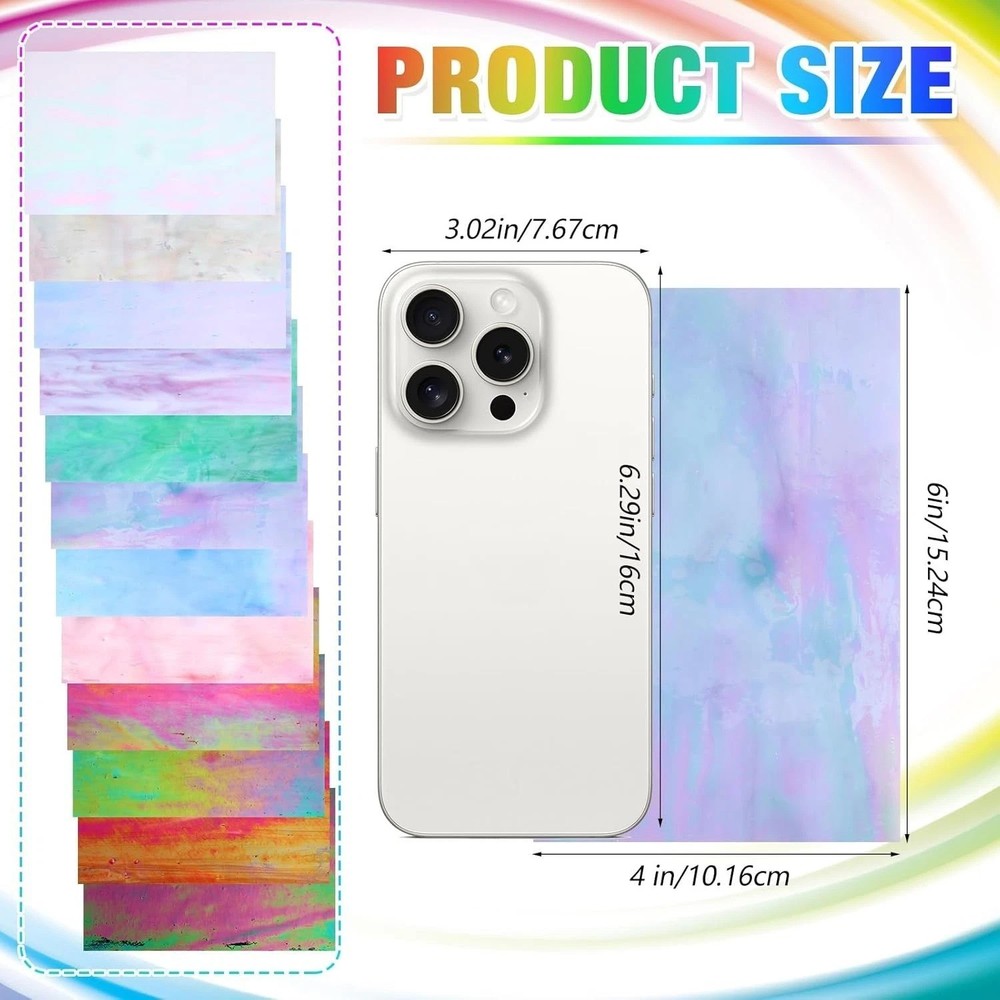 Rectangular Stained Glass Sheets Pack for Home Decoration and Art Projects