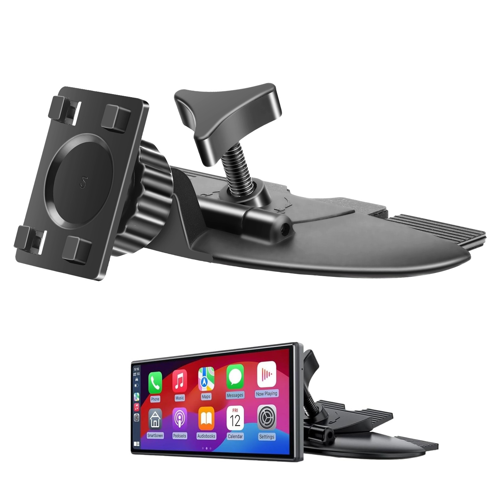 CarPlay Screen CD Slot Mount 360° Adjustable for Car Monitors Tool-Free Install