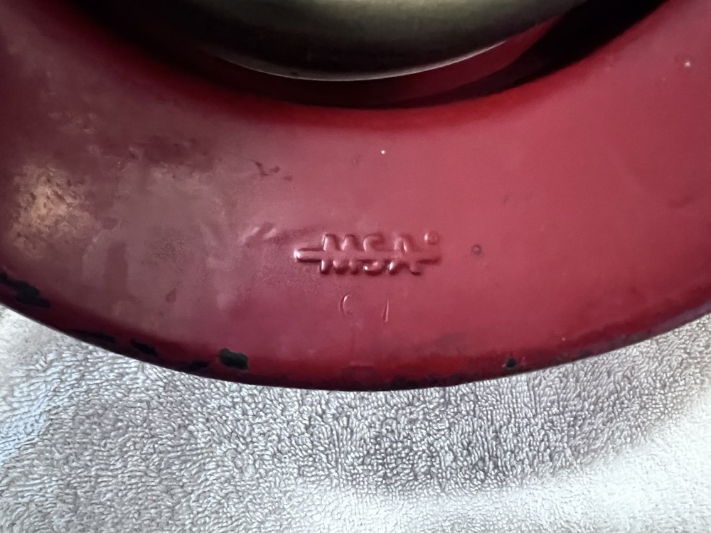 VTG MSA Fireman’s Helmet Red with original adjustable strap.