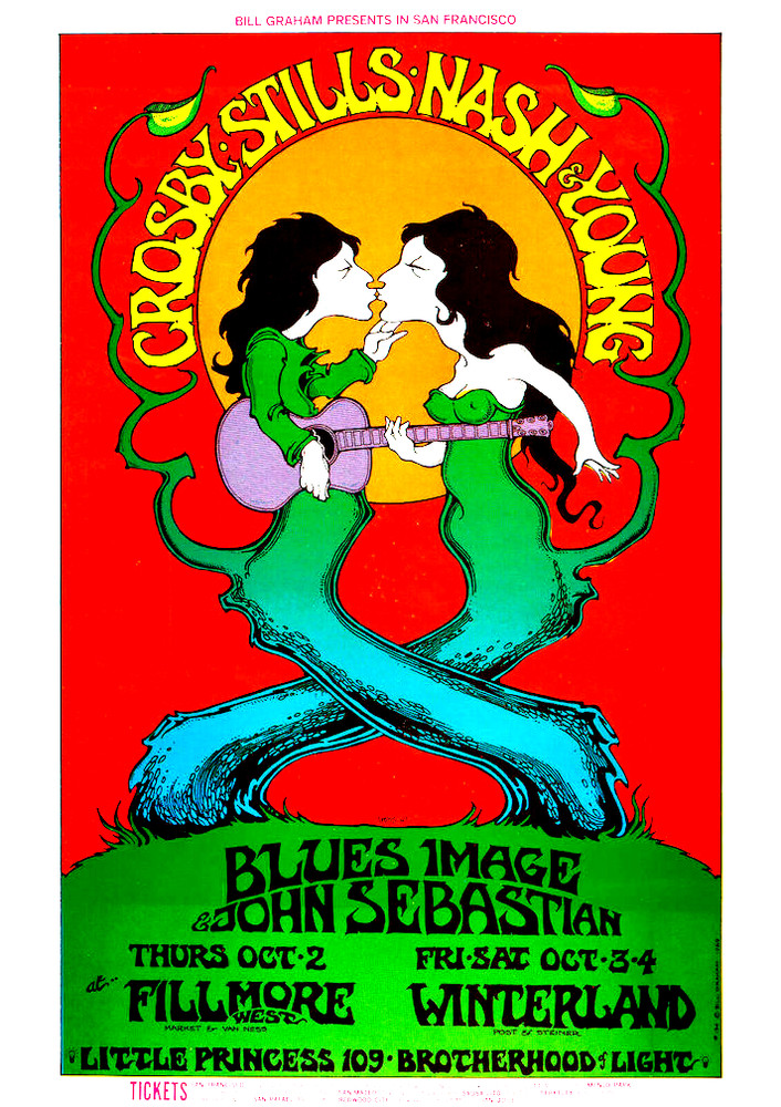 CROSBY, STILLS, NASH & YOUNG 1969 FILLMORE / WINTERLAND 4th PRINTING POSTER