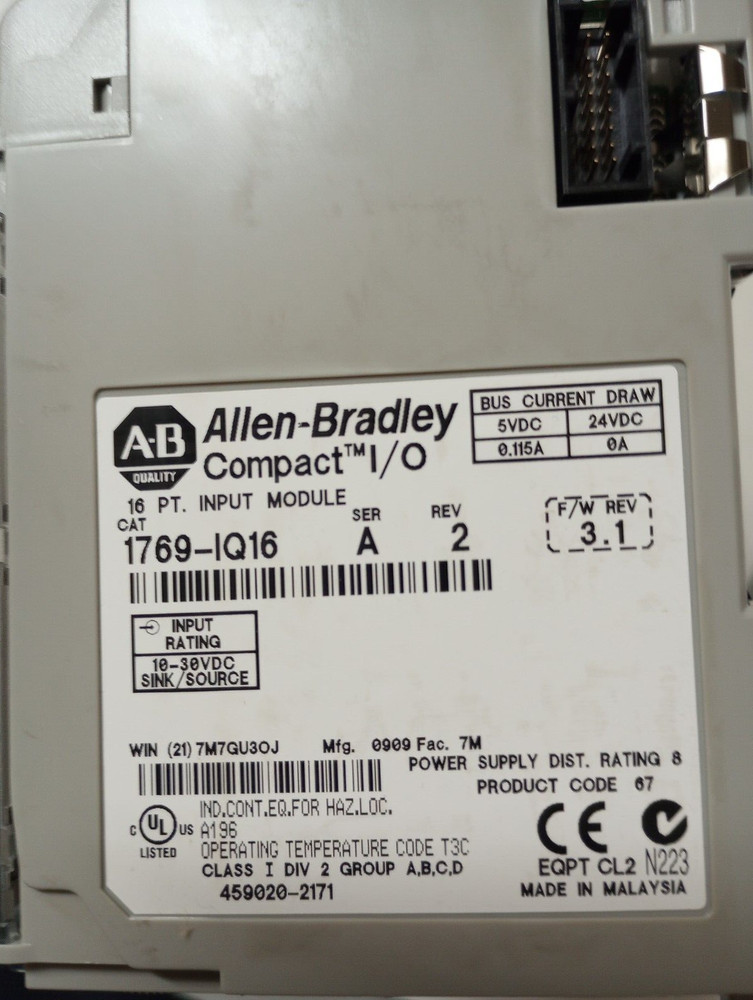 COMPACTLOGIX ALLEN BRADLEY RACK COMPLETE SYSTEM 1769-L32E SYSTEM