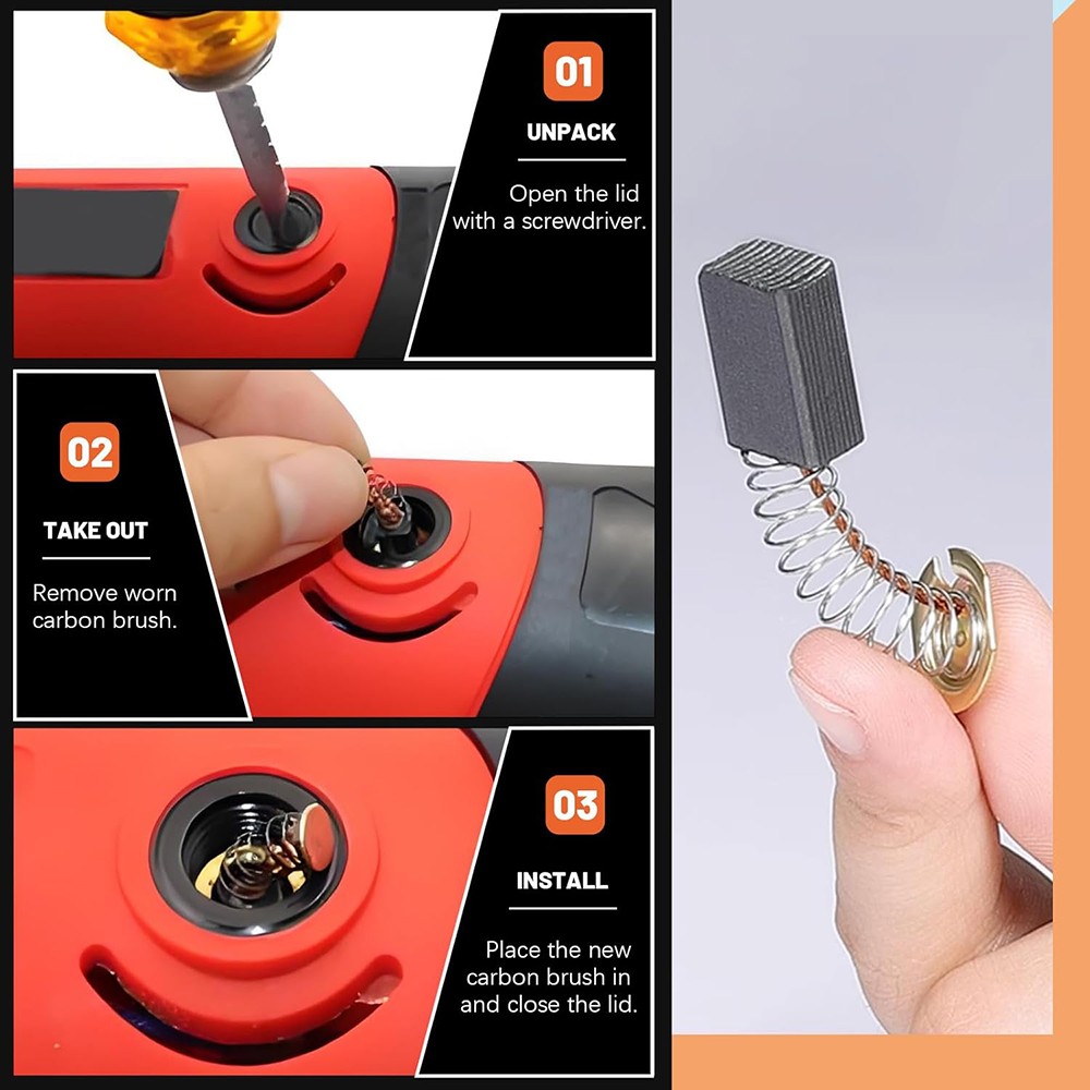 54Pcs Graphite 11Sizes Electric Motor Carbon Brushes Replacement For Power Tool