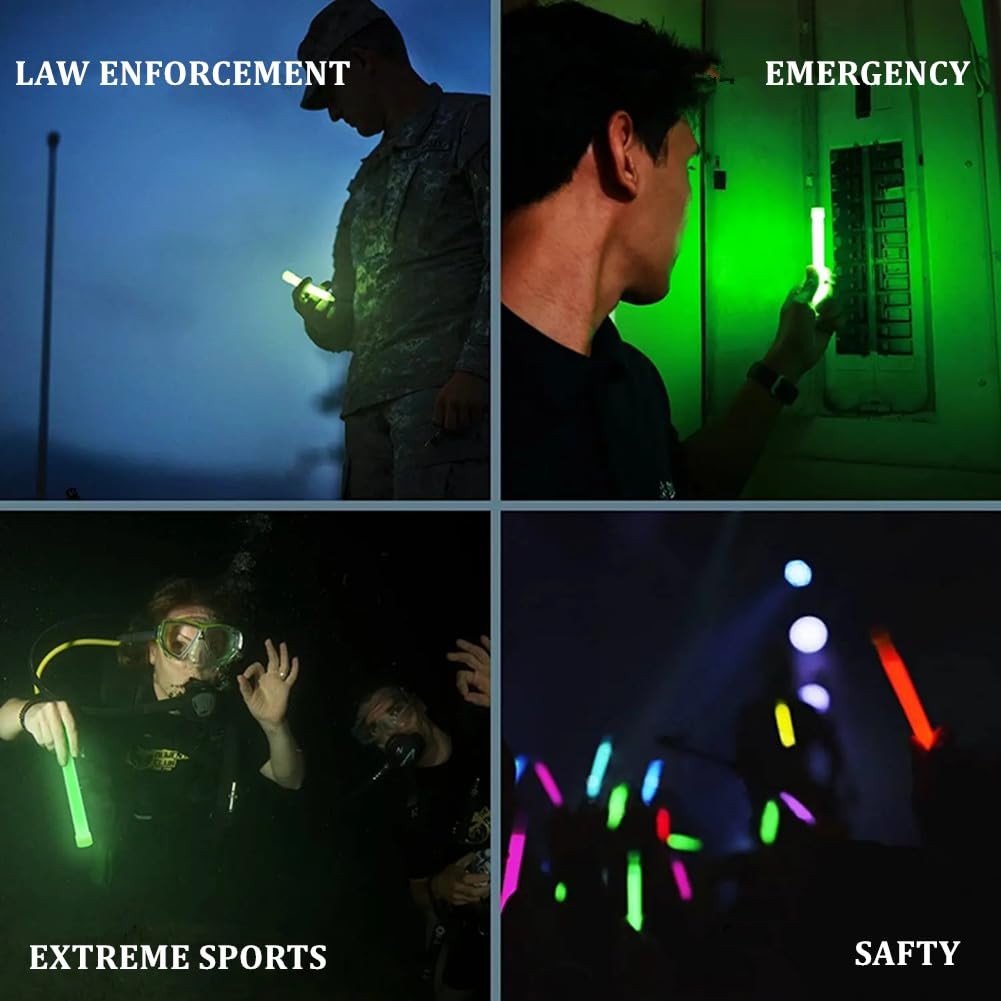 Glow Fever Emergency Safety Military Grade Glow Sticks 10pcs 6'' Ultra Bright