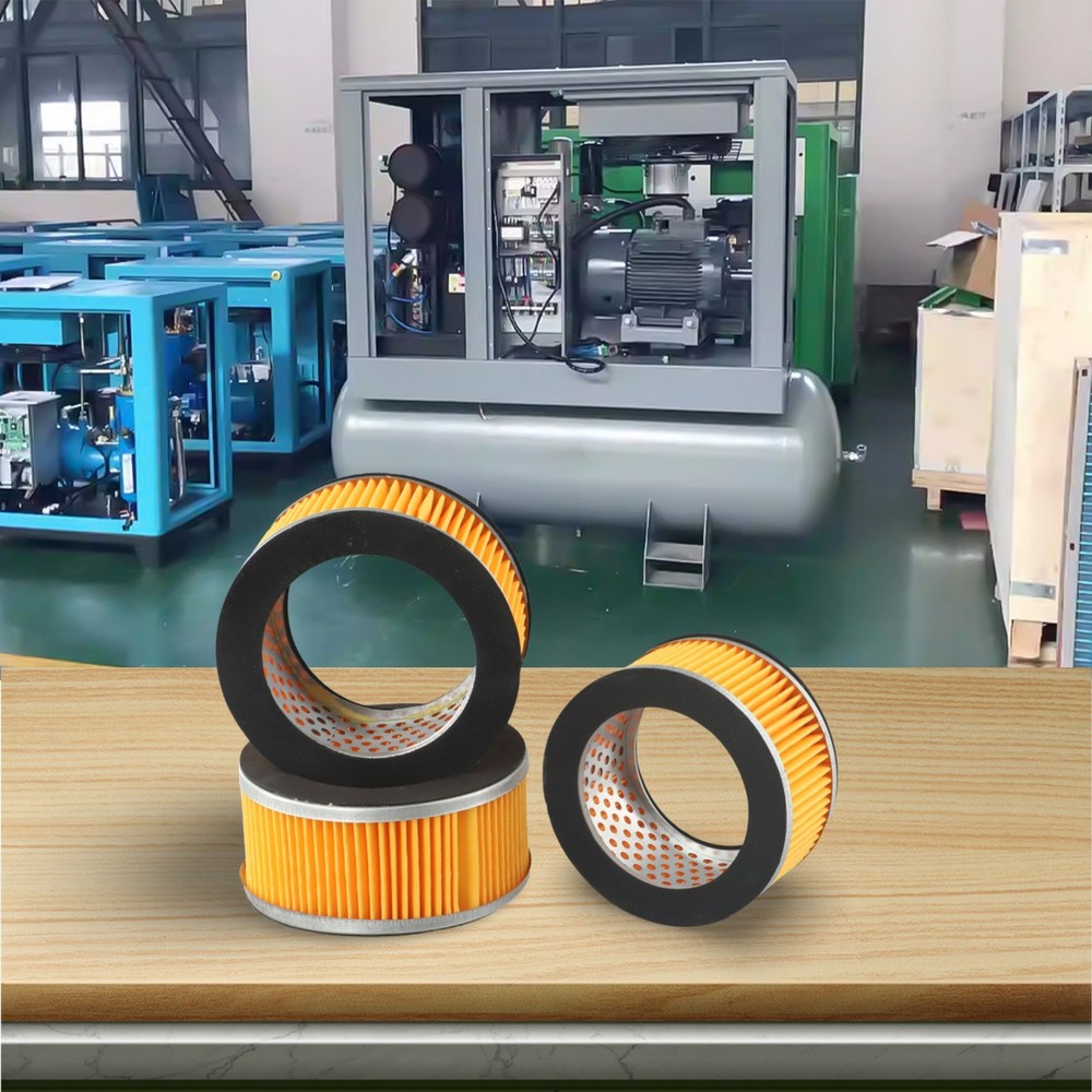 Yellow Cylinder Shape Air Compressor Element Filters Assembly Set Replacement