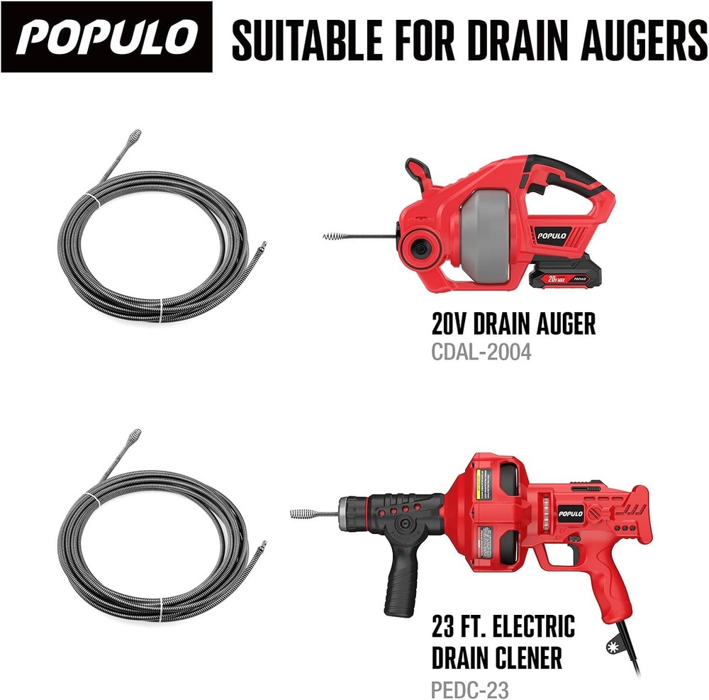 25FT Replaceable Cable, Compatible with Electric Drain Auger