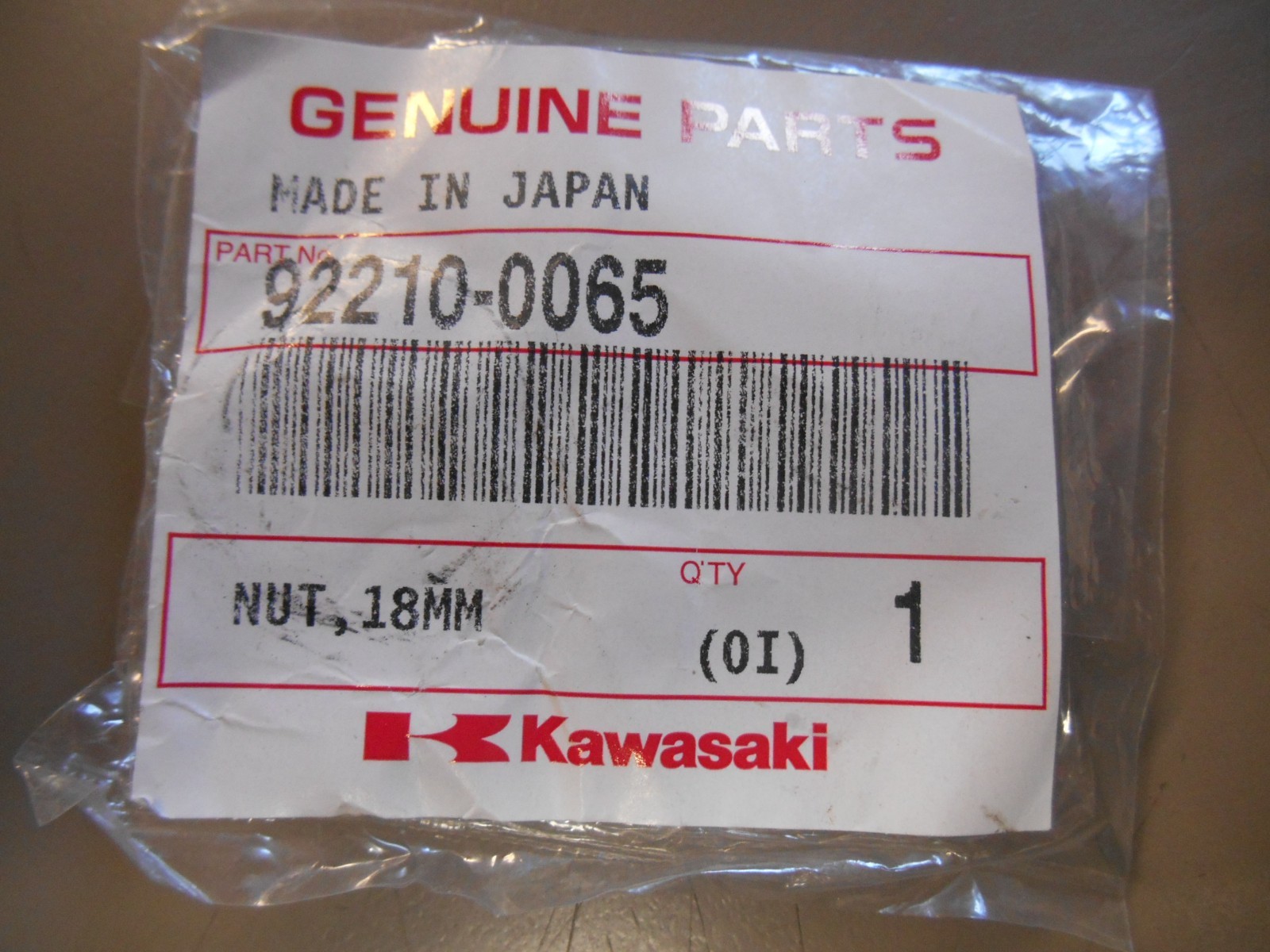 Kawasaki OEM Front Axle Hub Nut M18x1.50mm fits KX 125 250 250F 450F 2004-2025