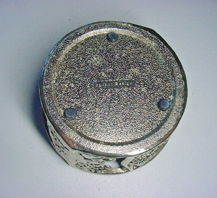 Wine Coaster - Silver Plate on Cast Metal - Grape & Flora Design