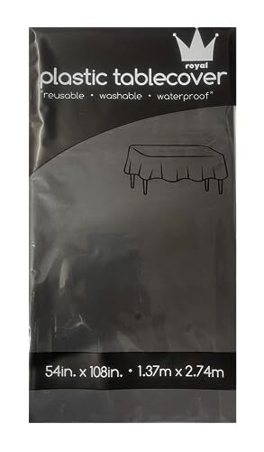 ROYAL7 3 Pack Rectangle Disposable Plastic Rectangle, 54in. X108in. Black