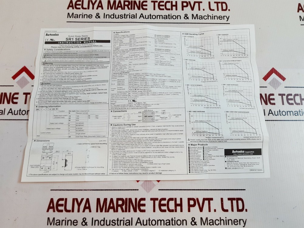 Autonics SR1-1275 Solid State Relay SR1 Series