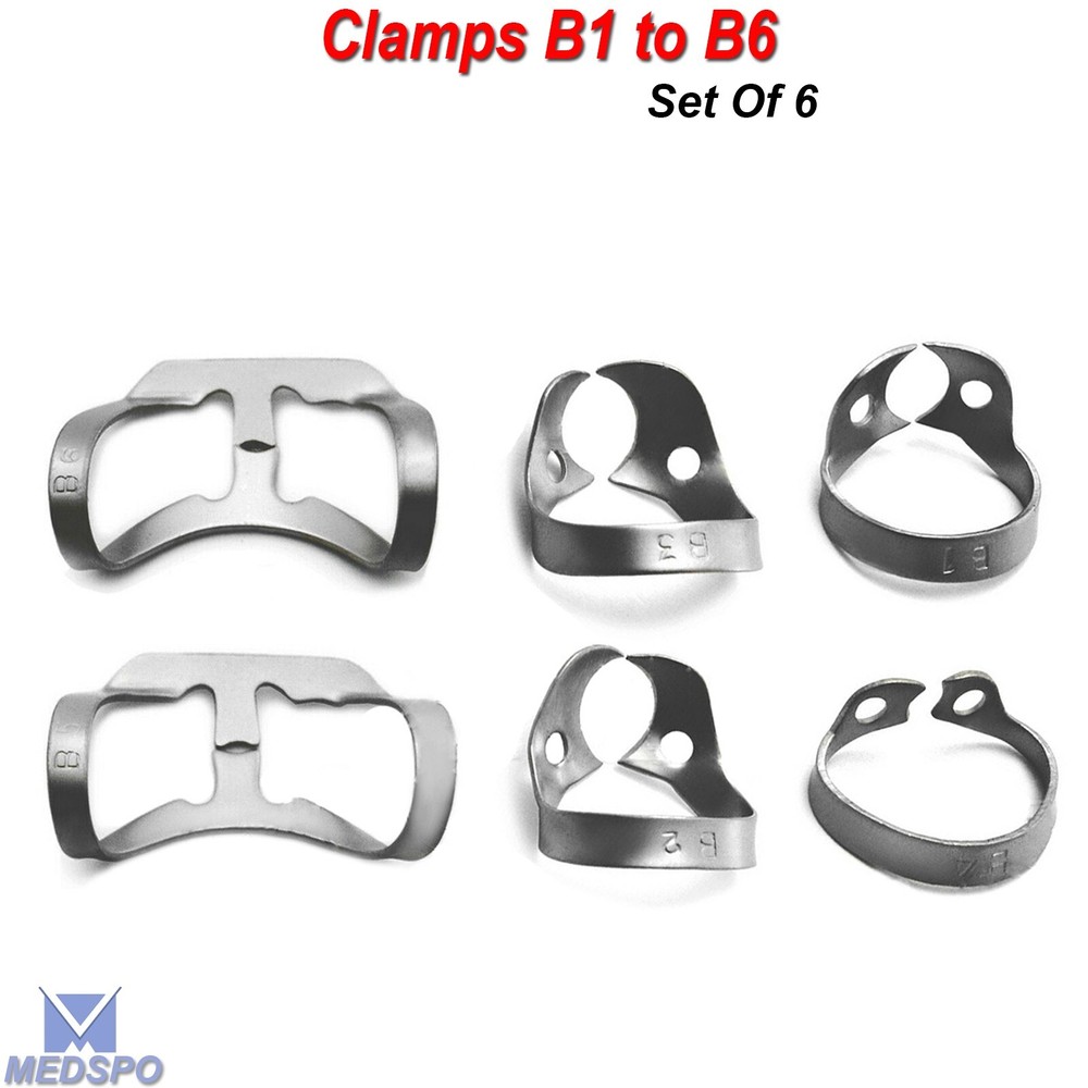 Brinker Clamps B1 To B6 Universal Rubber Dam Brinker Clamps Lower-Upper Tool Set