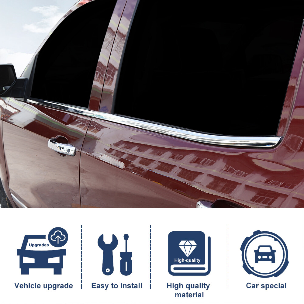 Chrome Stainless Window Bottom Sill Trim For Chevy Silverado GMC Sierra 2014-18