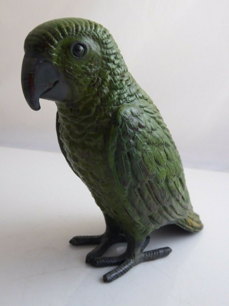 LARGE COLD PAINTED BRONZE PARROT