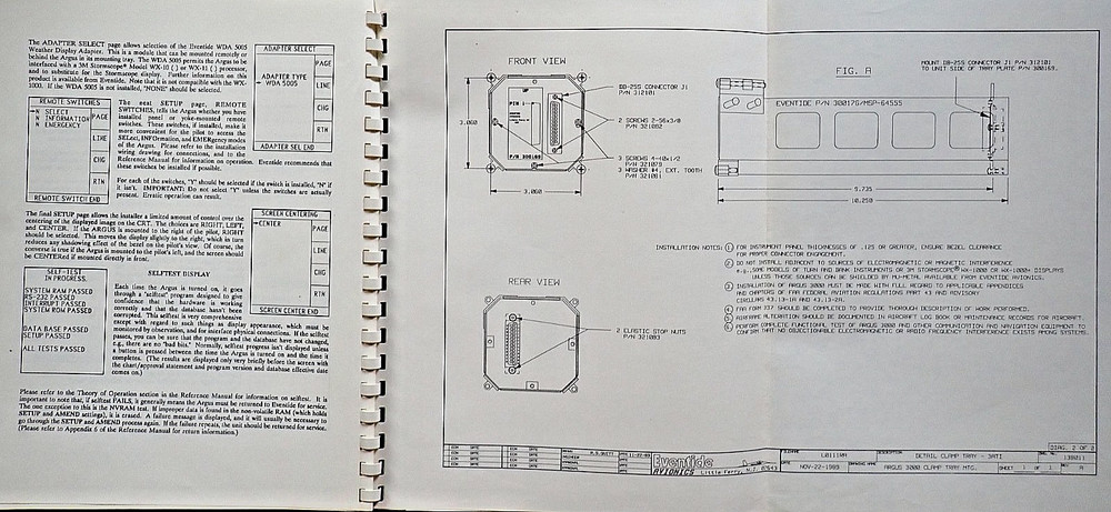 Eventide Avionics Argus 3000 Moving Map Display 1989 Manual Operation Schematics
