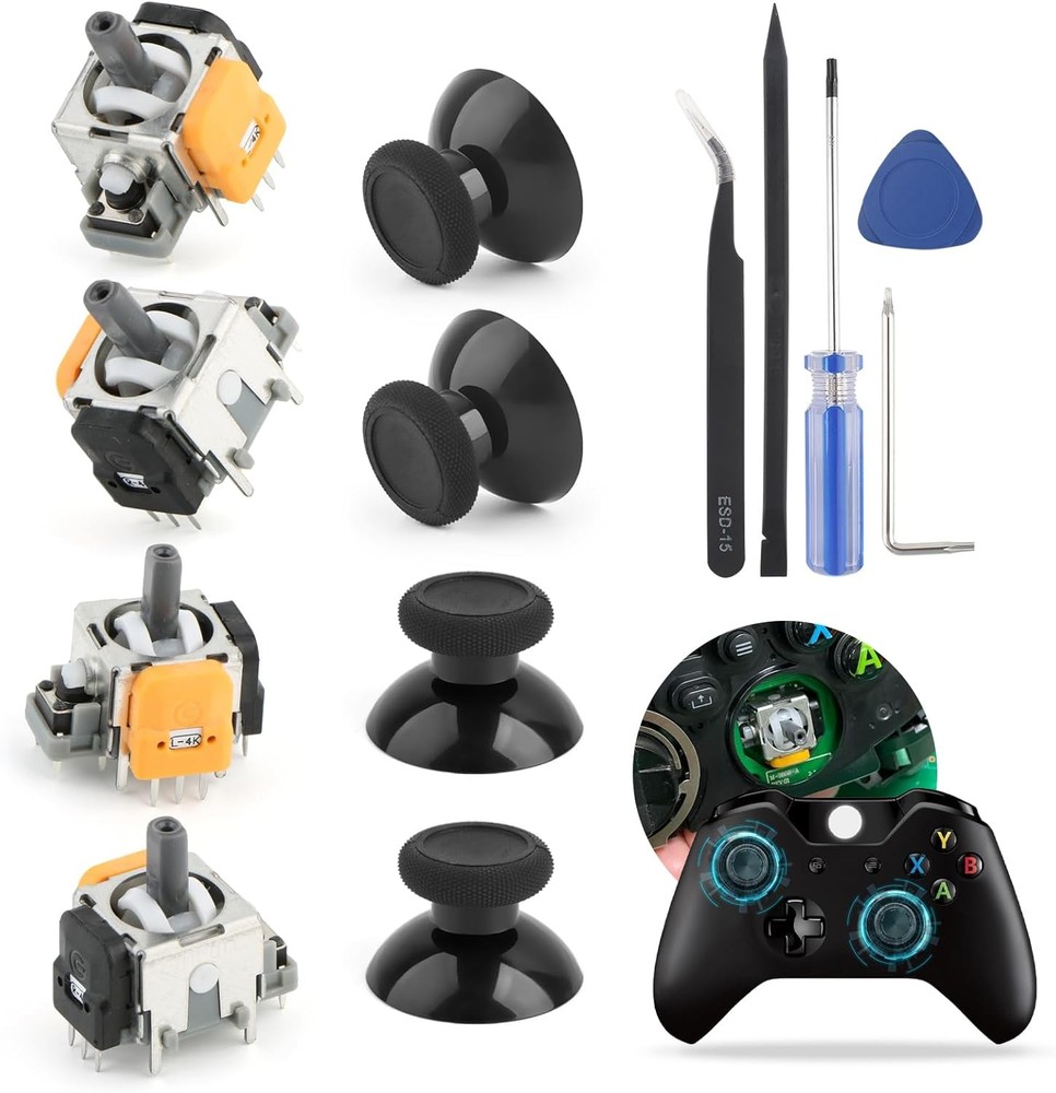 4Pack Joysticks for XboxOne S/X Hall Effect Joystick Replacement black