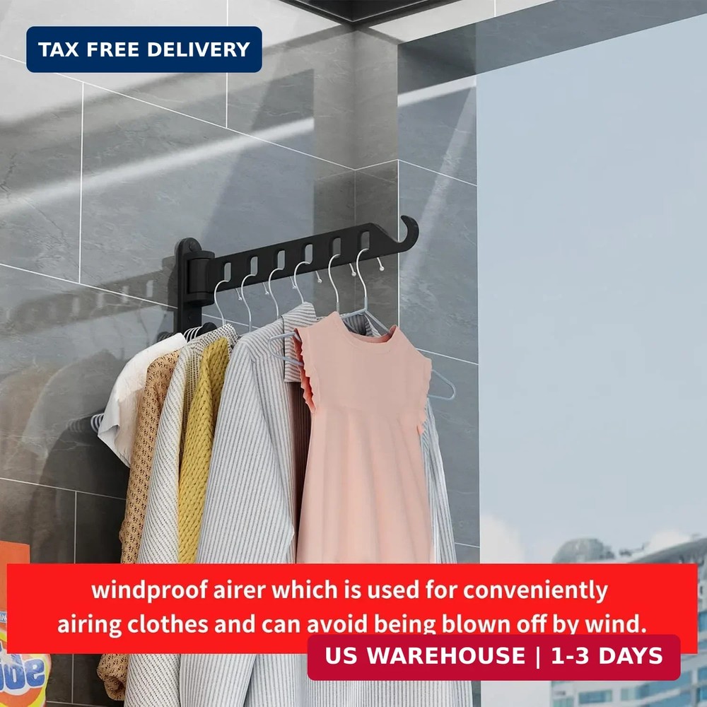 JOOM Laundry Drying Rack Wall Mounted Clothes Drying Rack Clothes Hanger Coat Ha
