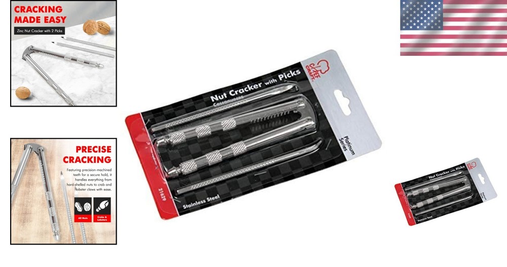 Durable Stainless Steel Nut Cracker with Picks - Classic Design