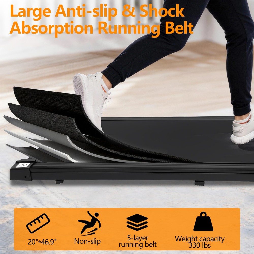3.0HP Treadmills with Removable Desk Workstation, Folding Walking Pad