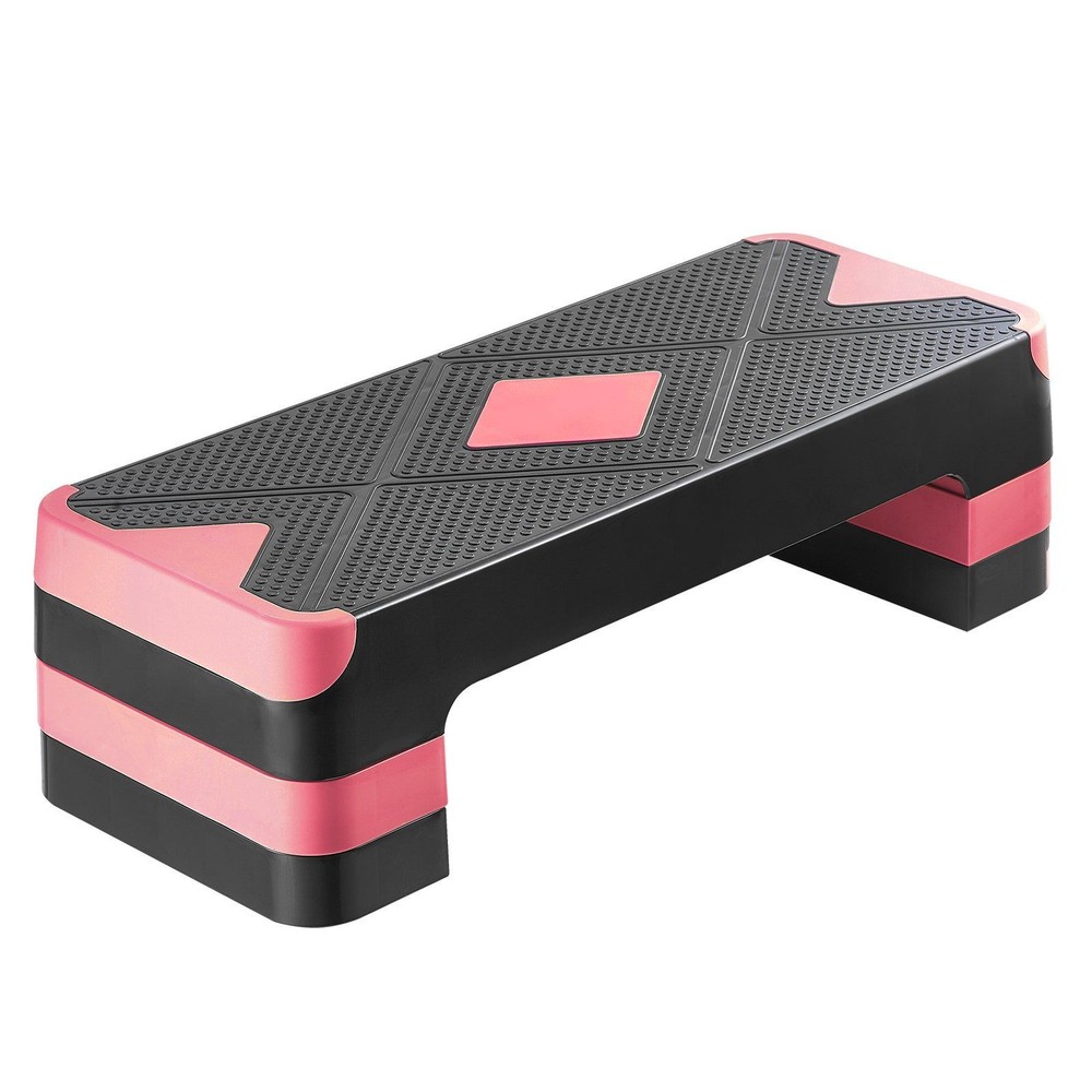 Non-Slip Fitness Step Deck 28-inch Wide Base with Stackable Risers Kit