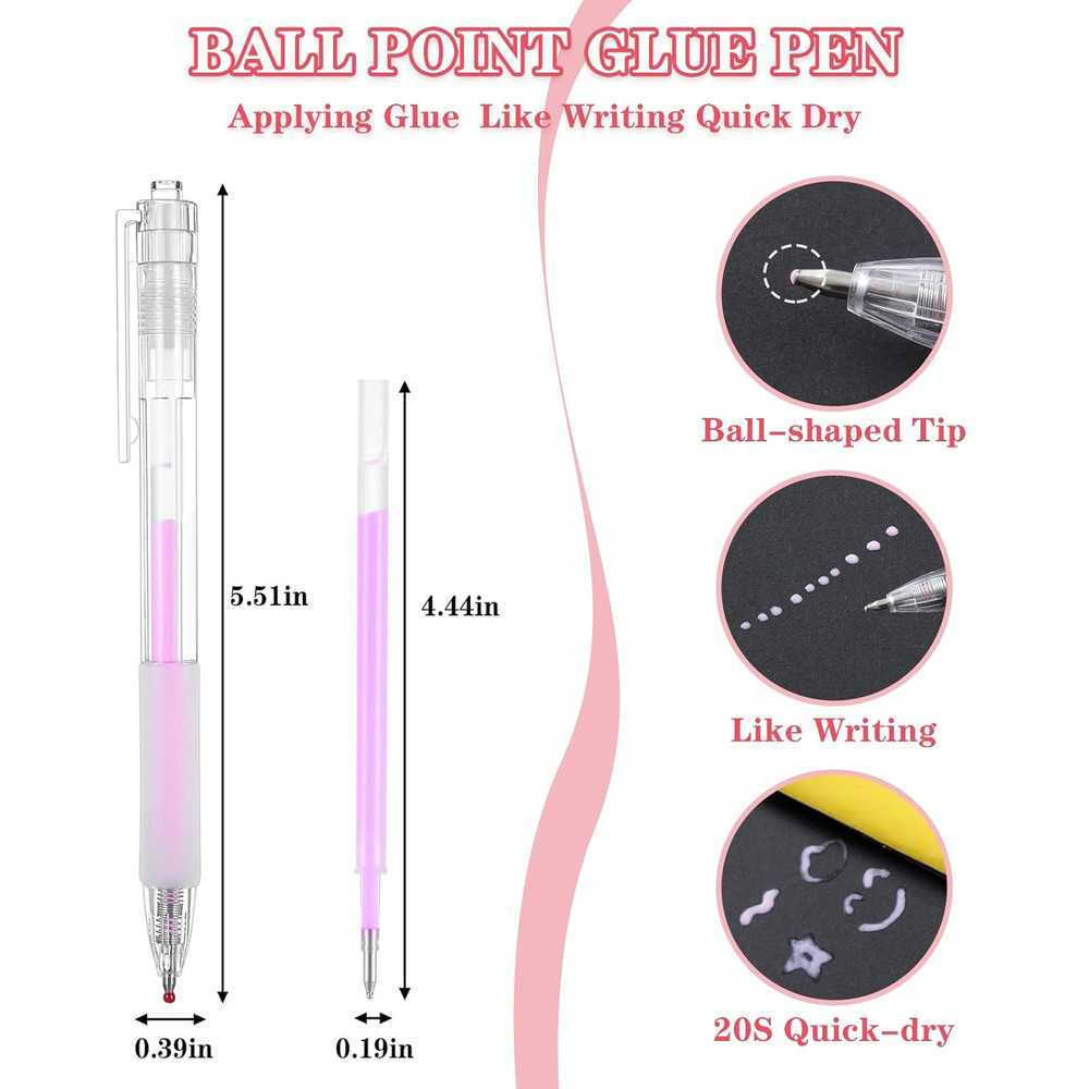 12Pcs Quick Dry Glue Pen Ballpoint Roller Glue Pen Easy Precise Control Fine Tip