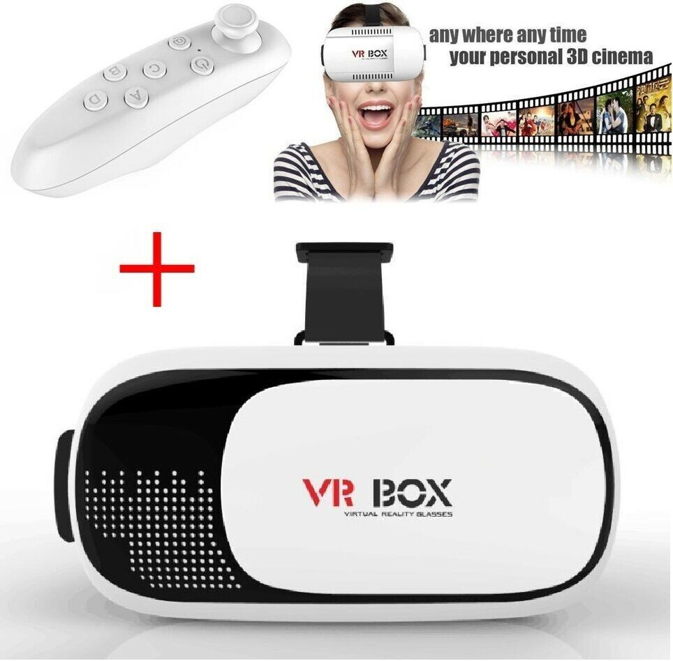 Virtual Reality VR Headset 3D Glasses Goggles With Remote for iPhone / Samsung