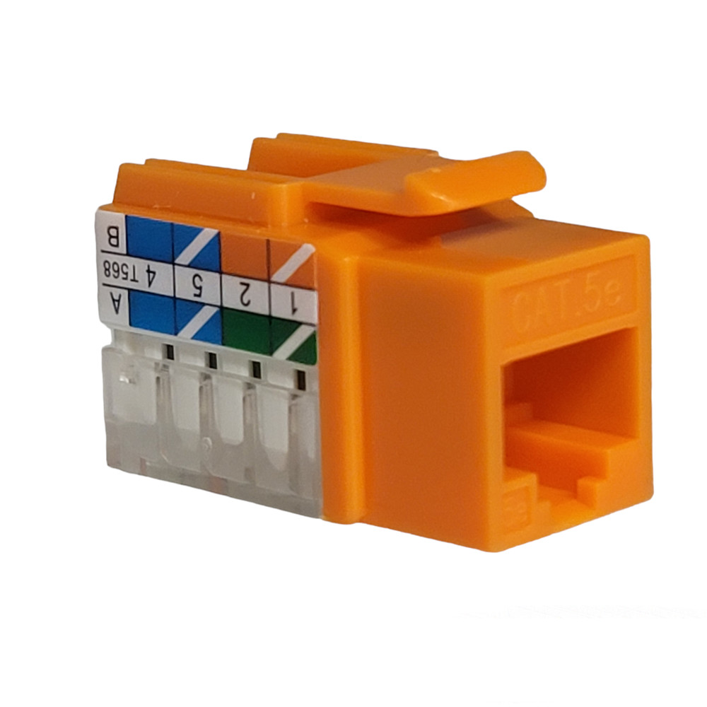 Cat5e Orange Keystone Jack 45 Degree Punch Down Network Connector Multi Pack LOT