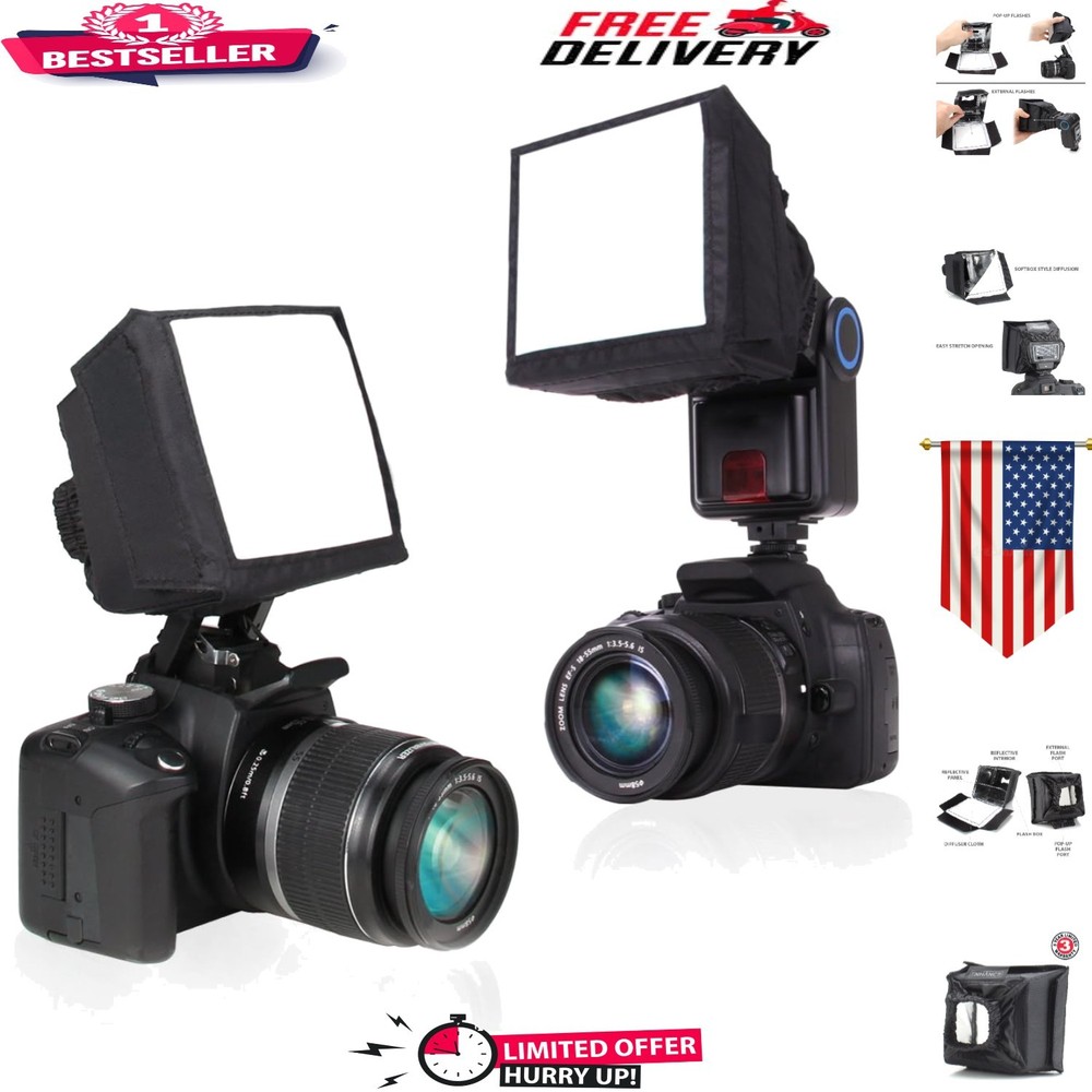 Even-Light Diffuser Softbox for Speedlite Flashes - Compact & Functional Design