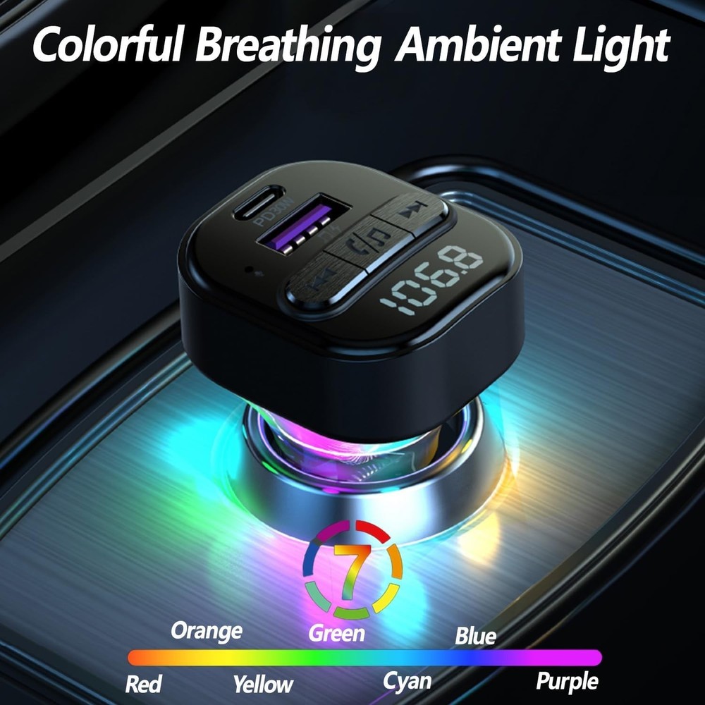 Wireless Bluetooth Car Adapter with Fast Charging & LED Display for Music Lovers