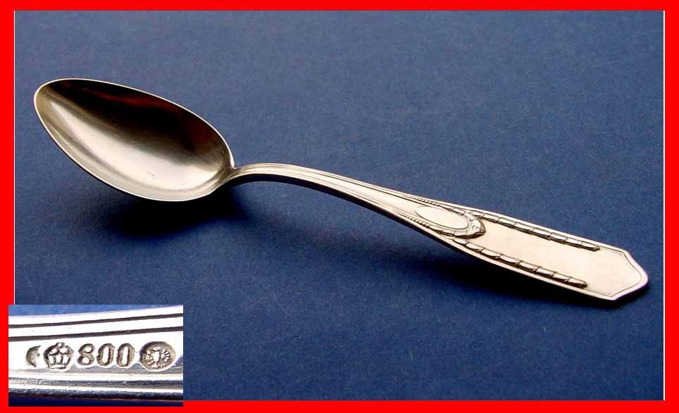 1. 3. Solid Teaspoon by Bruckmann, Empire Style, 800 Silver D419