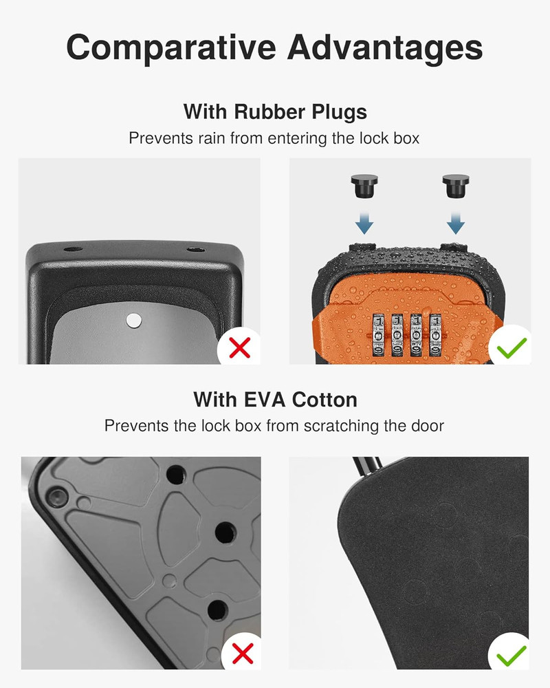 Lock Box, Key Lock Box Wall Mount & Portable Combination Lockbox with Resettable