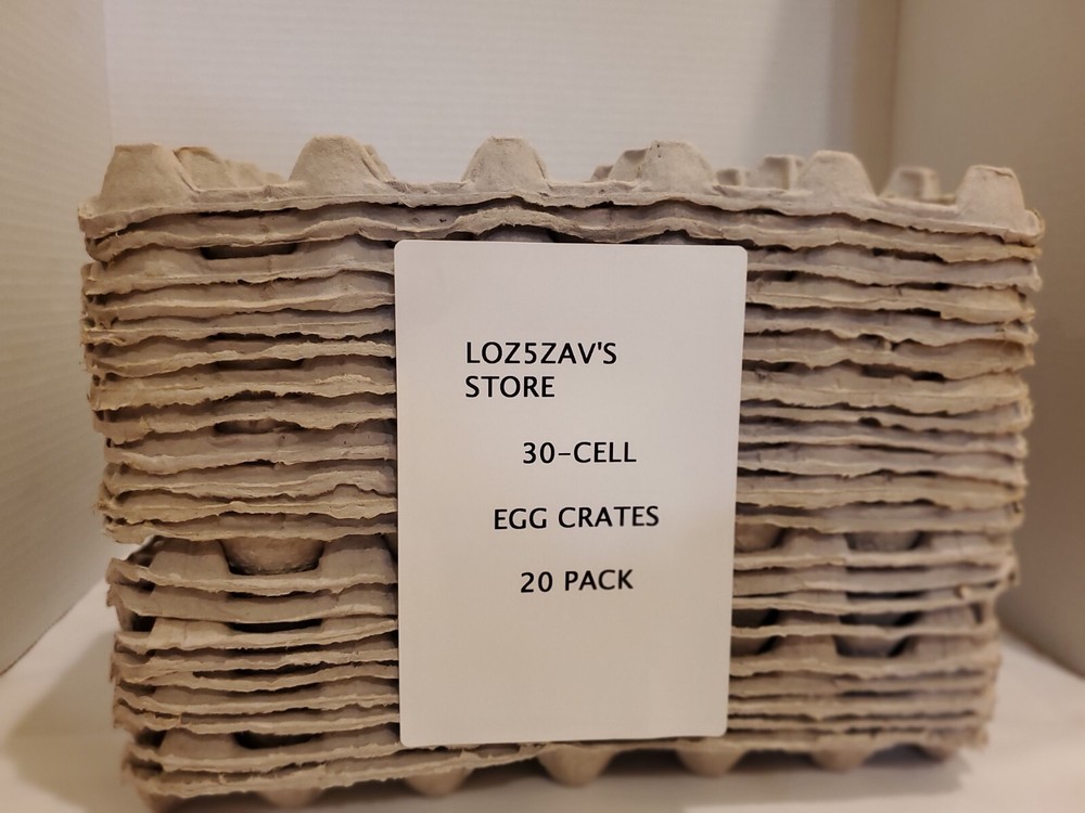 30-Cell Stackable Egg Crates, Pulp Fiber 20pack, Cartones de huevo