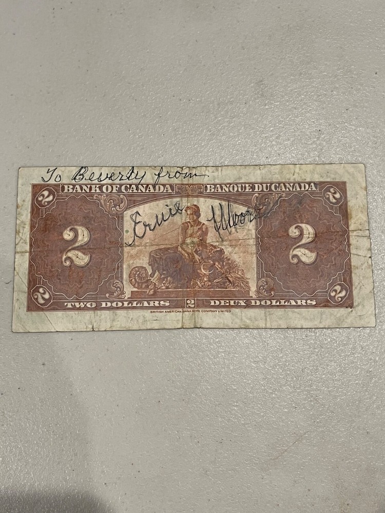 1937 Canada Two Dollar Note, Pair Crisp Unc 1967 Canada One Dollar Notes