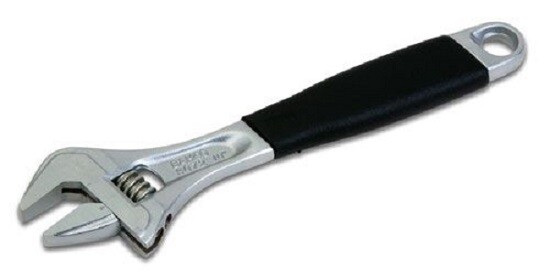 Wide Mouth Ergo Adjustable Wrench, Length: 8", Chrome Finish, Bahco 9031RCUS