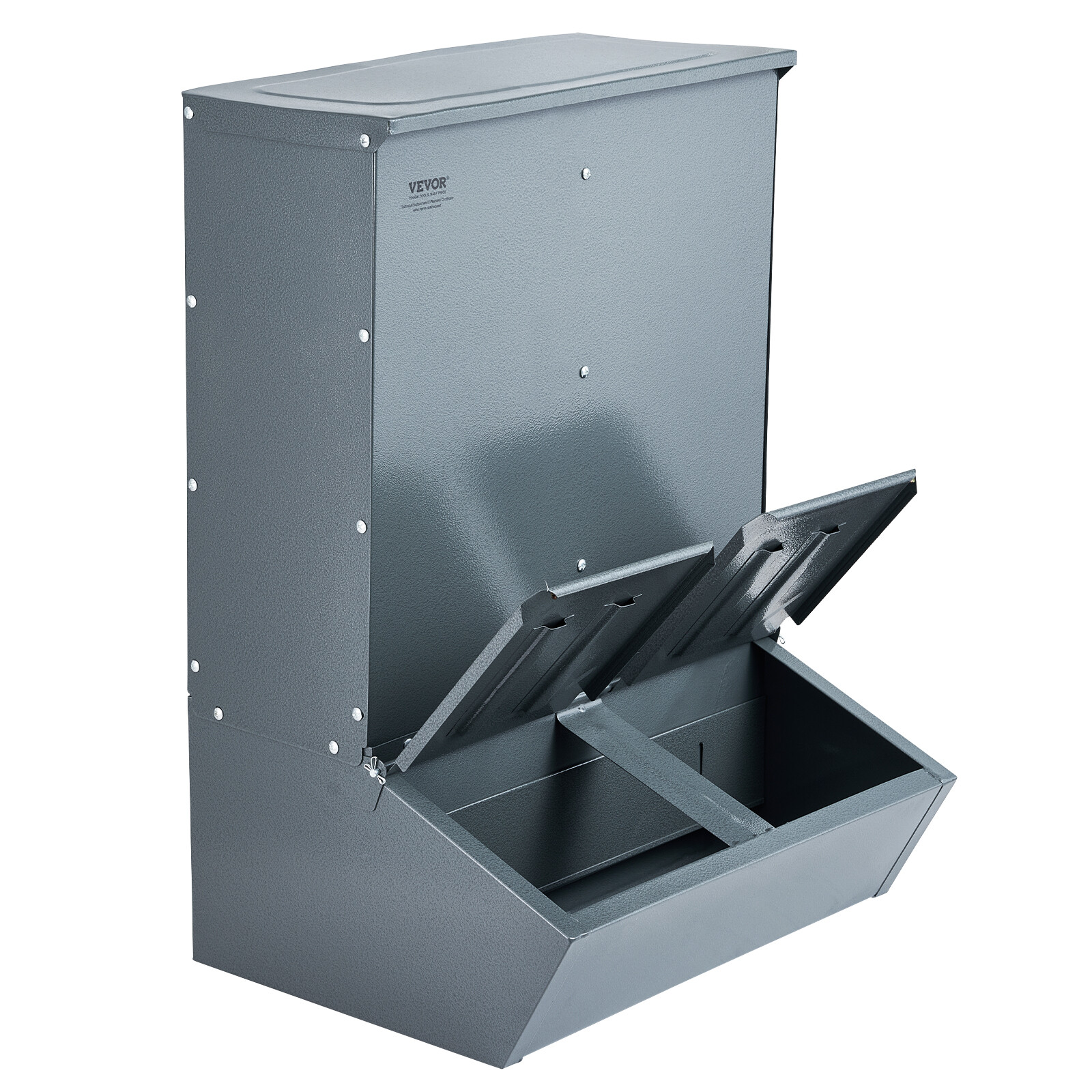 VEVOR Hog Feeder 3.7 Bushel Metal Double Door Pig Feeder Feeding up to 8 Hogs