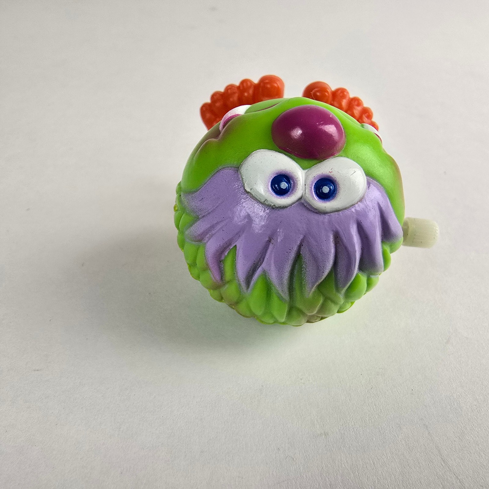 SOMA Monster Ball Wind-Up Jumping Toy Walker Working Fangs Fur Red Nose 80s VTG