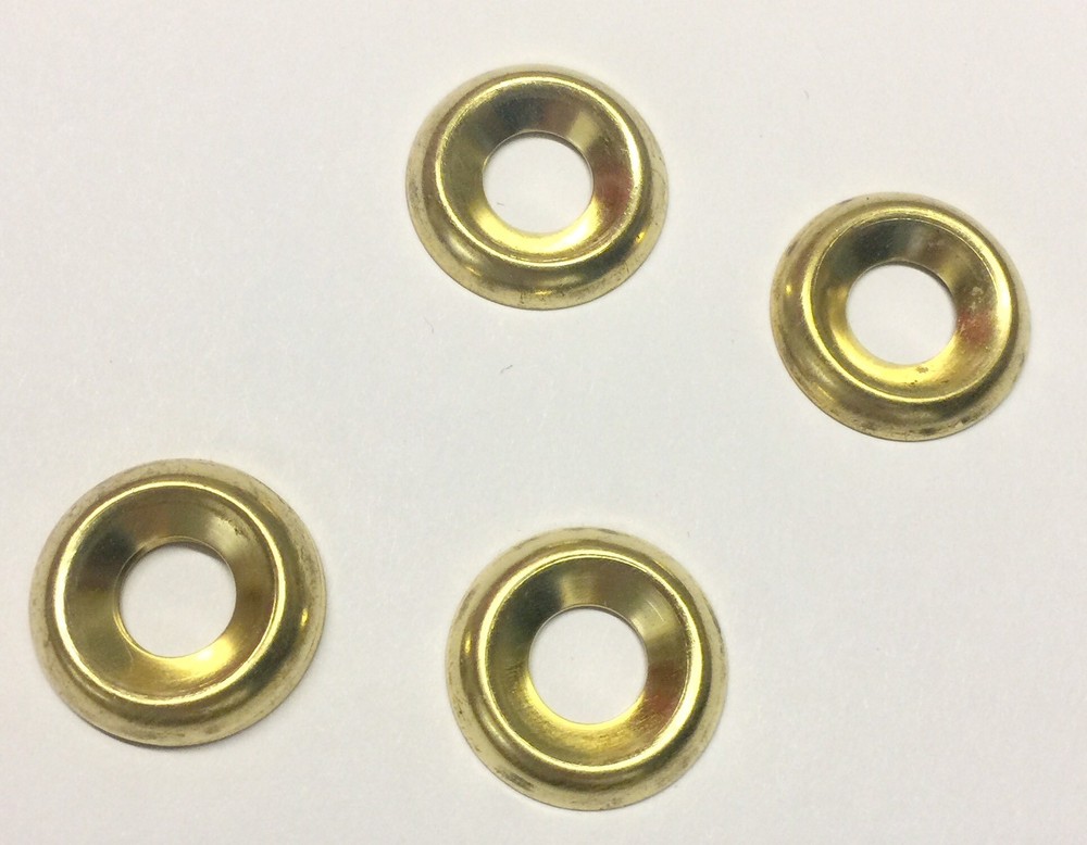 4 Solid Brass Cup/Countersunk Finishing Washers 5/16" ID, 7/8" OD