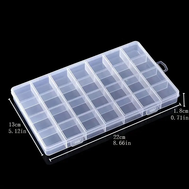 2 PCS 28 Grids Bead Organizer Plastic Organizer Box with Fixed Dividers